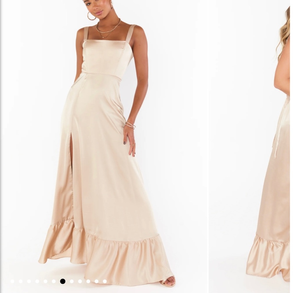 Show Me Your Mumu Clarissa Corset Dress in Champagne Luxe Satin size XS